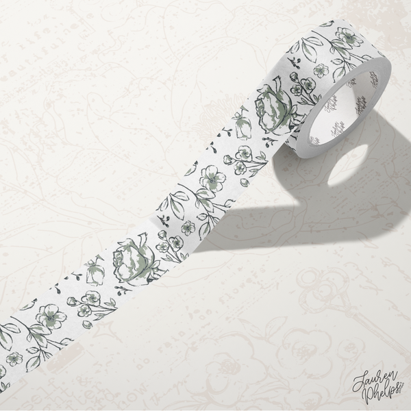 Sage | Floral Bloom 15mm washi