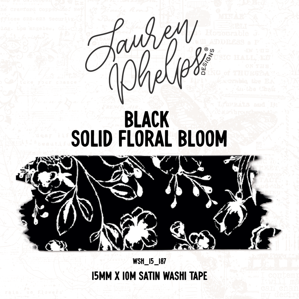 Black | Solid Floral Bloom 15mm washi