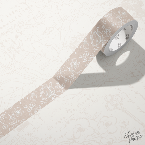 Oatmeal | Solid Floral Bloom 15mm washi