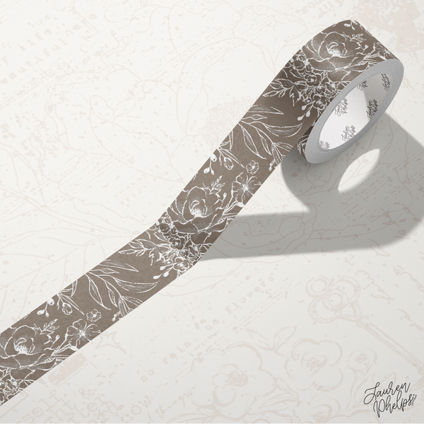 Greige | Solid Floral Bloom 15mm washi