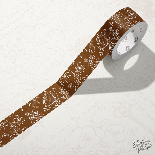 Chocolate | Solid Floral Bloom 15mm washi