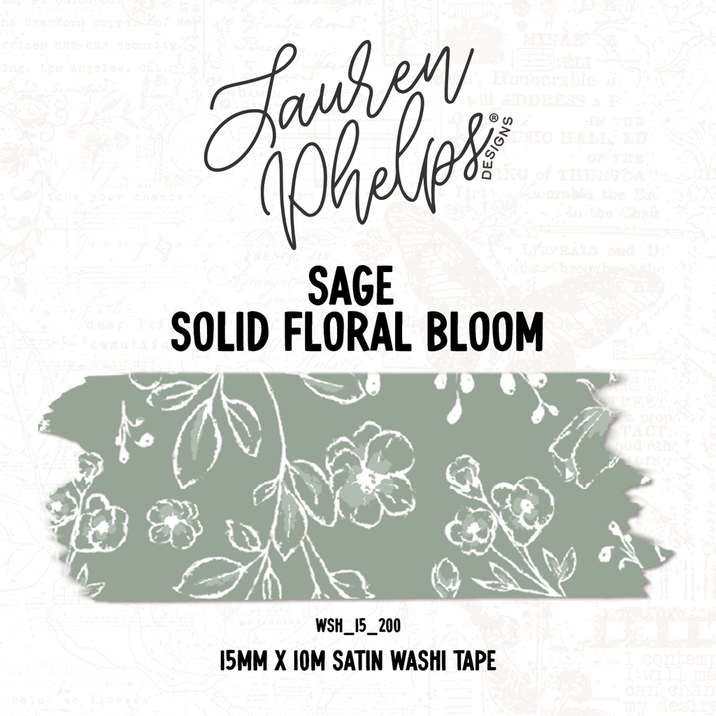 Sage | Solid Floral Bloom 15mm washi