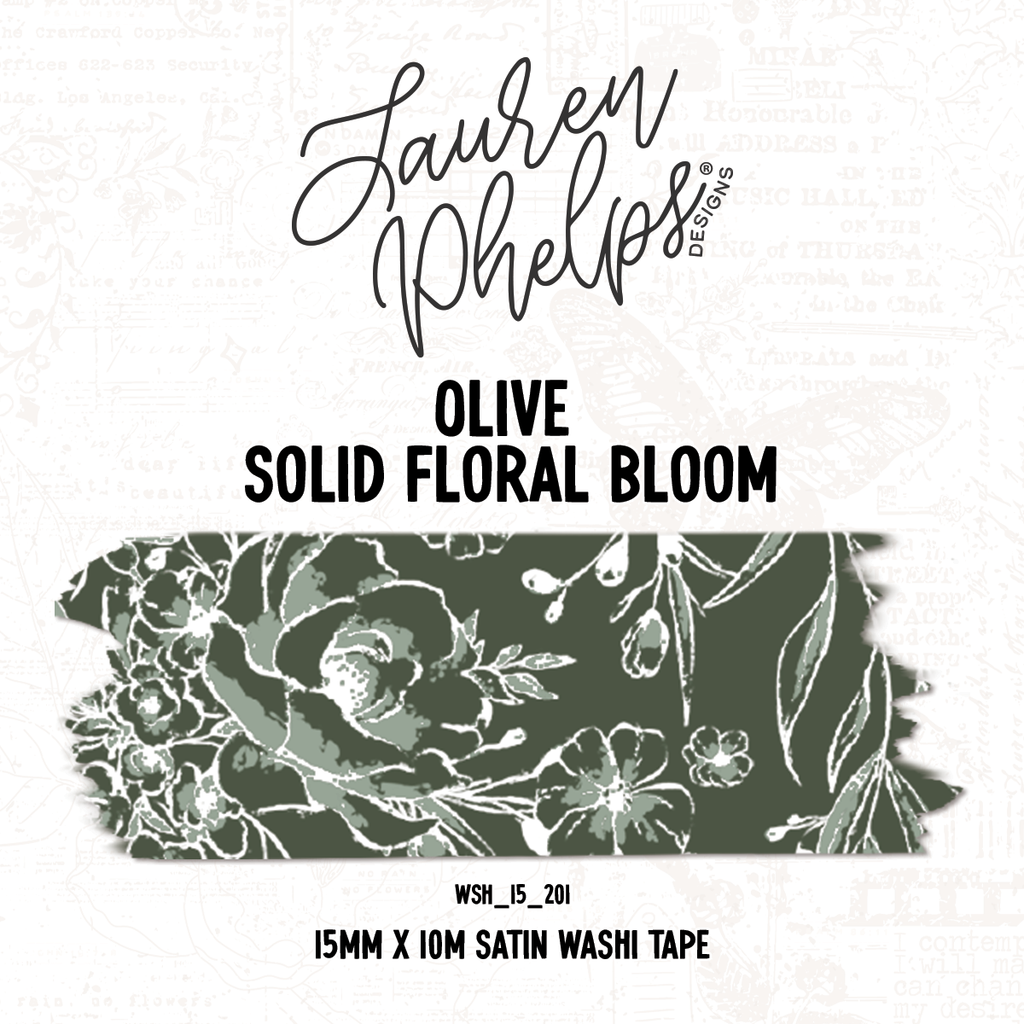 Olive | Solid Floral Bloom 15mm washi