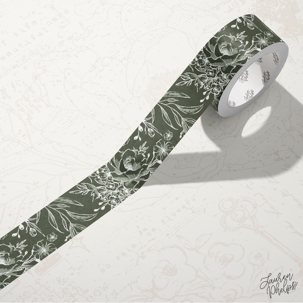 Olive | Solid Floral Bloom 15mm washi