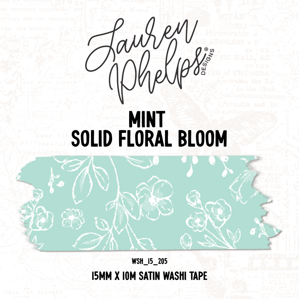 Mint | Solid Floral Bloom 15mm washi