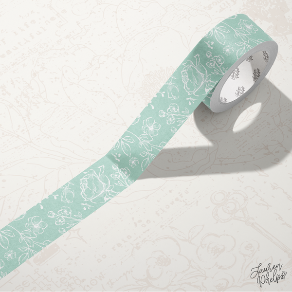 Mint | Solid Floral Bloom 15mm washi