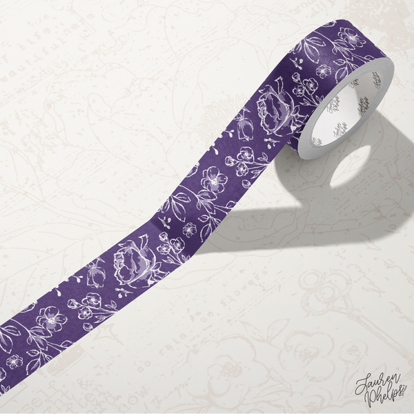 Plum | Solid Floral Bloom 15mm washi