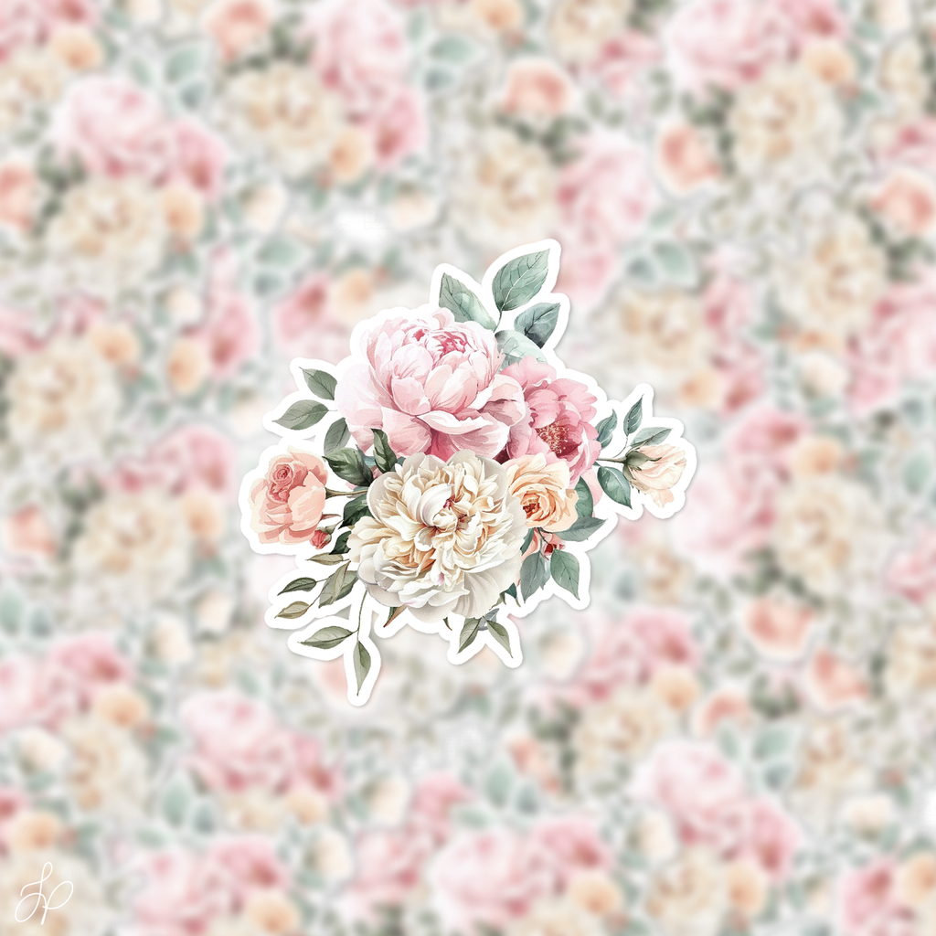 Pink Peony Bouquet Decal Sticker