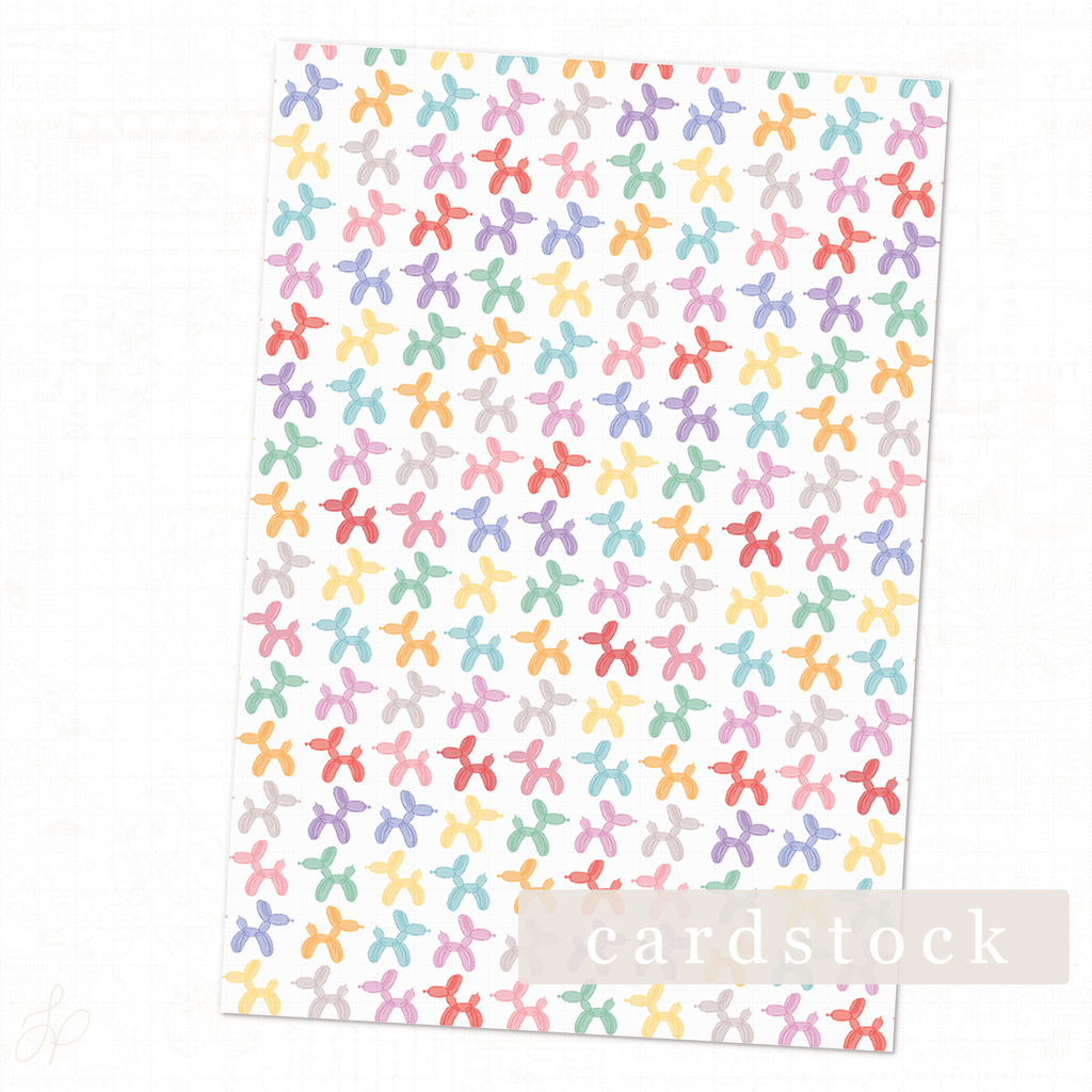 Junk Journal Balloon Dogs Cardstock Sheet