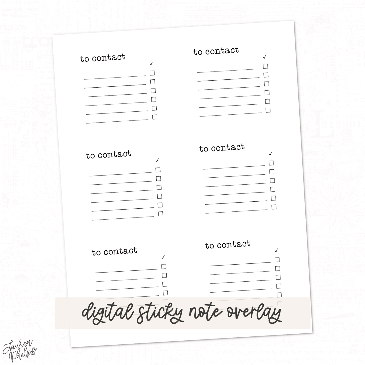 Digital Sticky Note Overlay – Lauren Phelps Designs