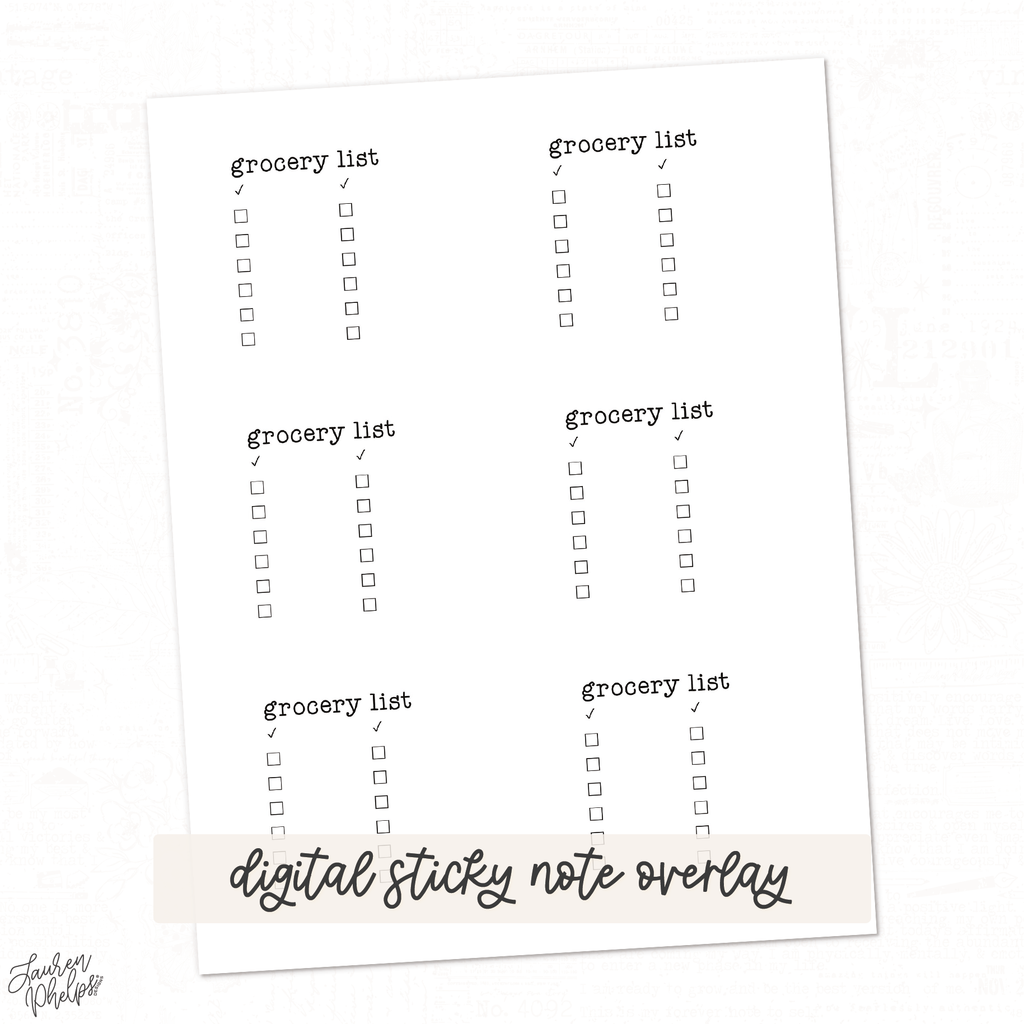 DIGITAL | Vol 5 Grocery Sticky Note Overlay
