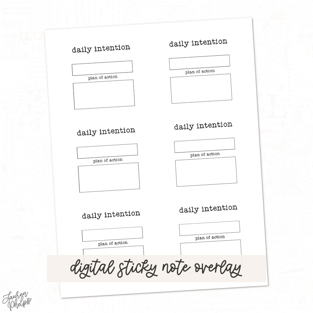 DIGITAL | Vol 6 Intention Sticky Note Overlay