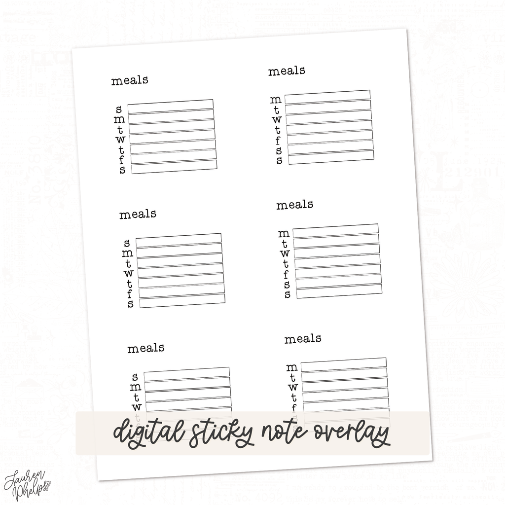 DIGITAL | Vol 7 Meals Sticky Note Overlay