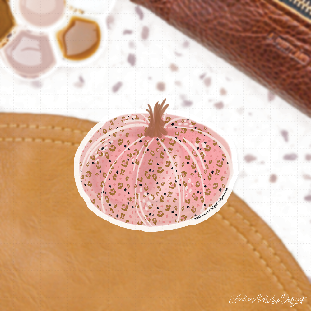 Pink Porcelain Cheetah Pumpkin Luxe Sticker Decal