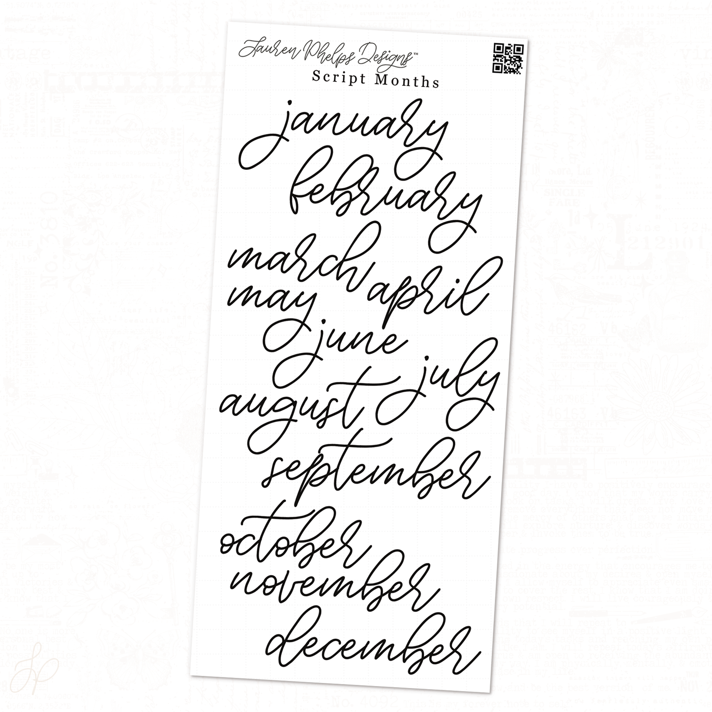 Script Months Sticker Sheet (OG)| Washi or White – Lauren Phelps Designs