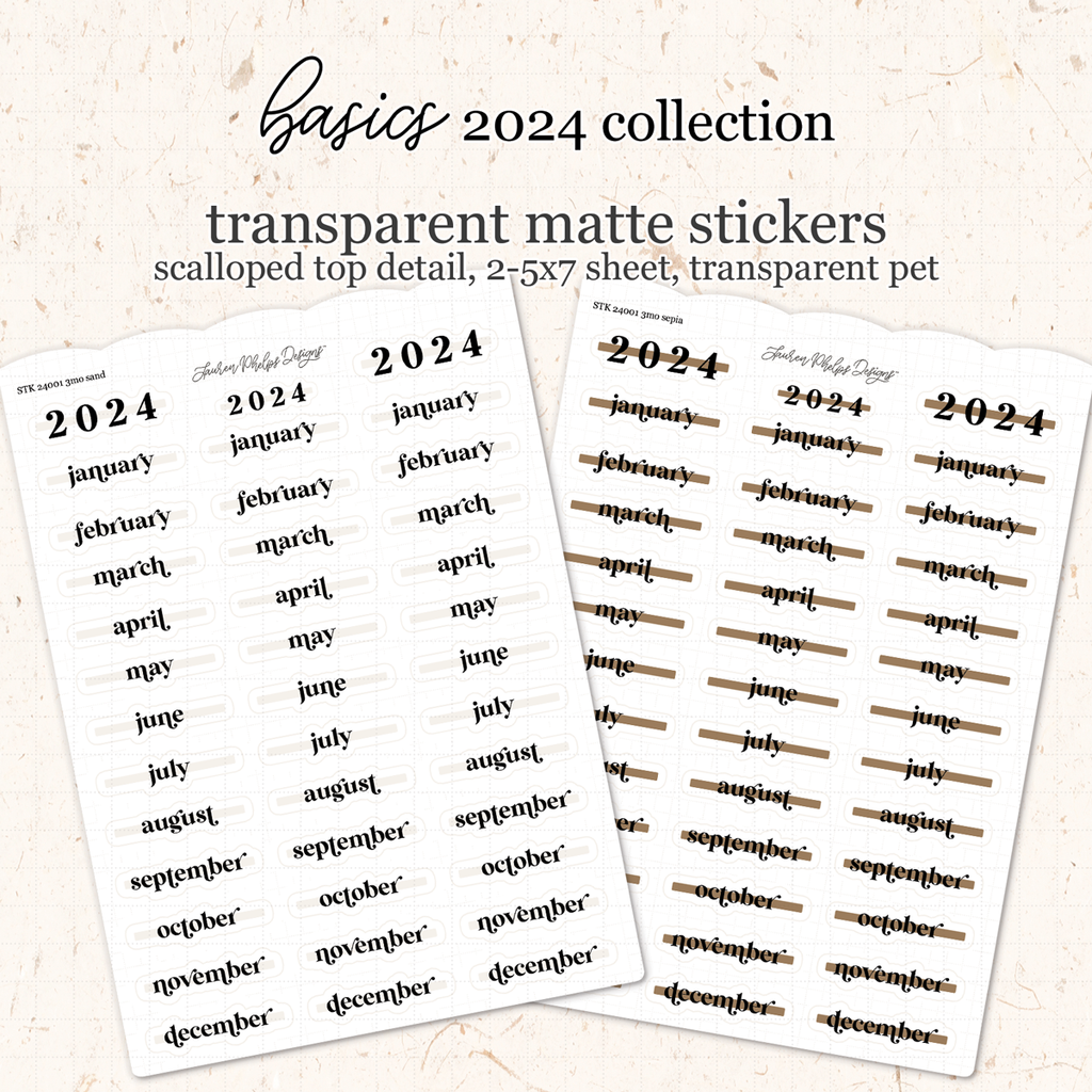 2024 3 Year Satin P.E.T. Sticker Sheet | Sand | Sepia