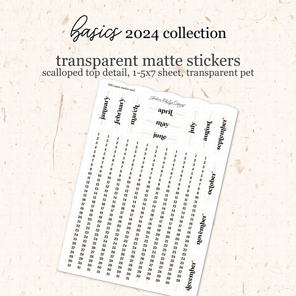 2024 Annual Tracker Satin P.E.T. Sticker Sheet | Sand | Sepia