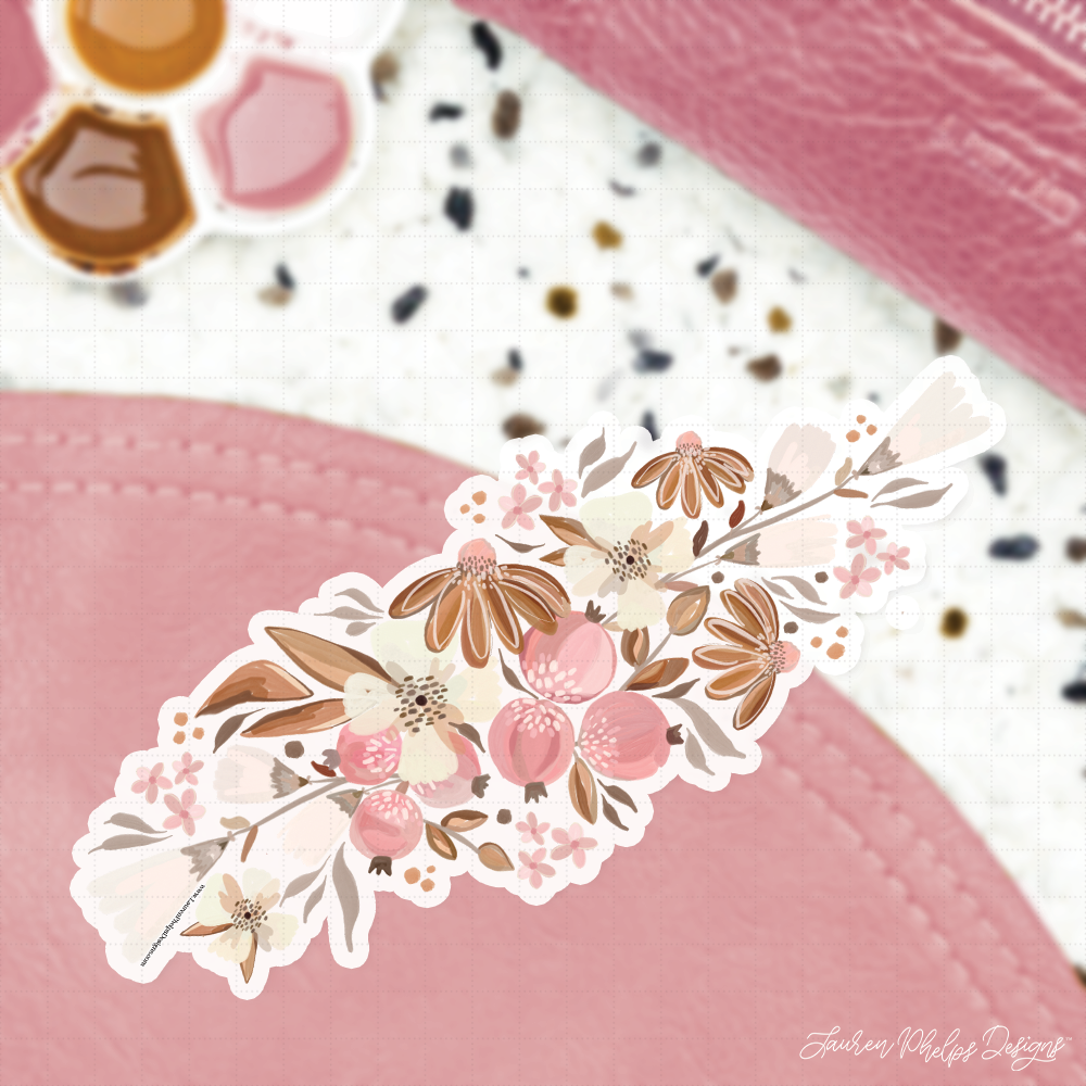 Pink Porcelain Floral Swag Luxe Sticker Decal