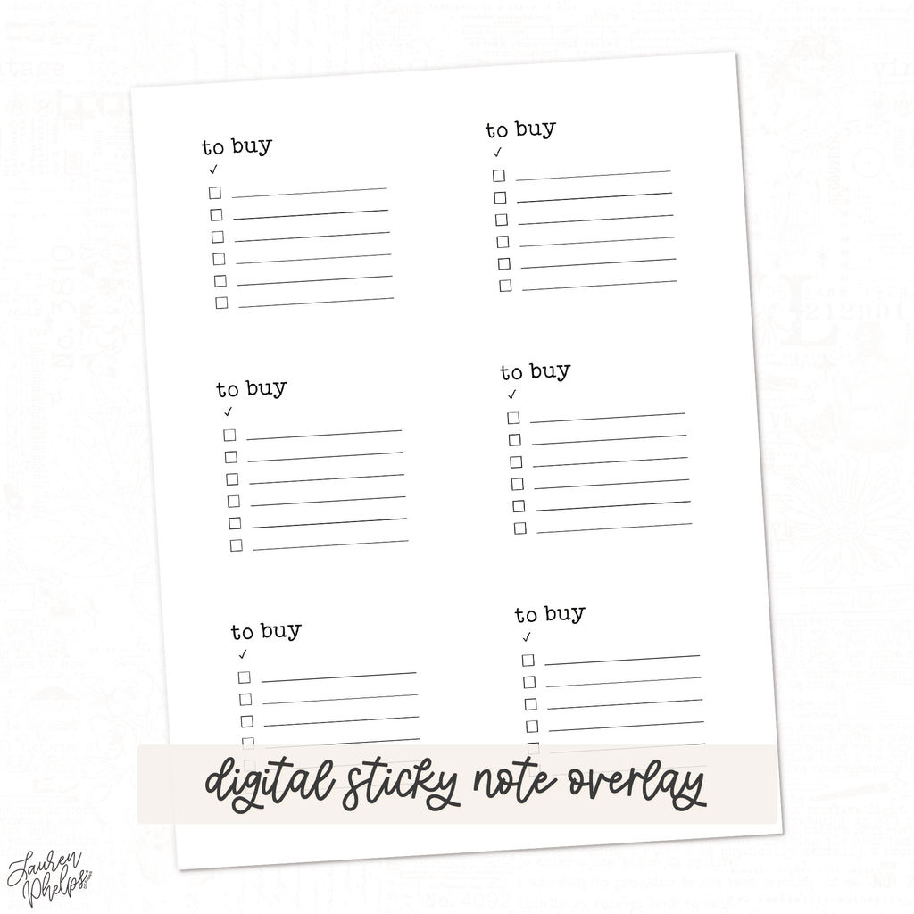 DIGITAL | Vol 16 To Buy Sticky Note Overlay