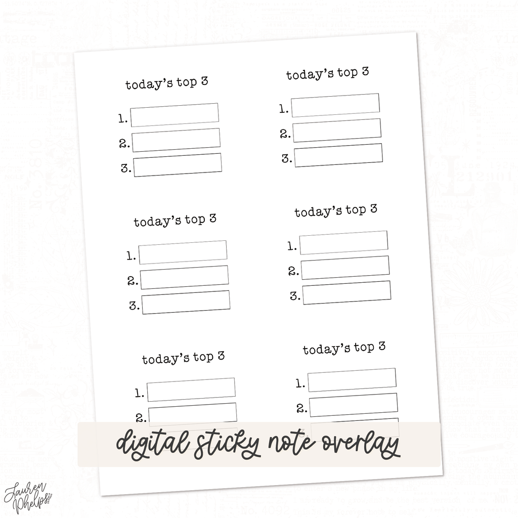 DIGITAL | Vol 17 Top 3 Sticky Note Overlay