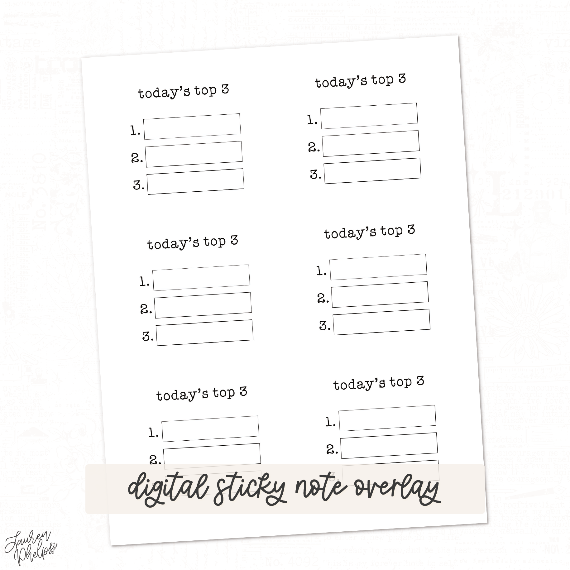 Digital Sticky Note Overlay – Lauren Phelps Designs