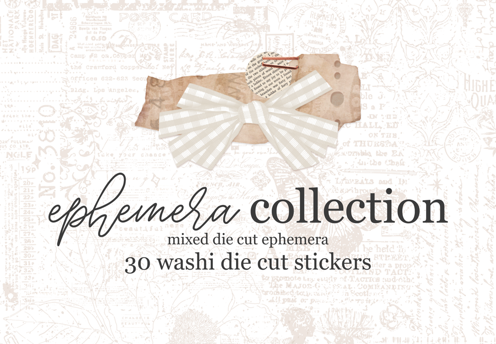 DAY 8 EXTRAS Die Cut Sticker Ephemera Satin Washi set of 30 Vintage Charm Advent 2023