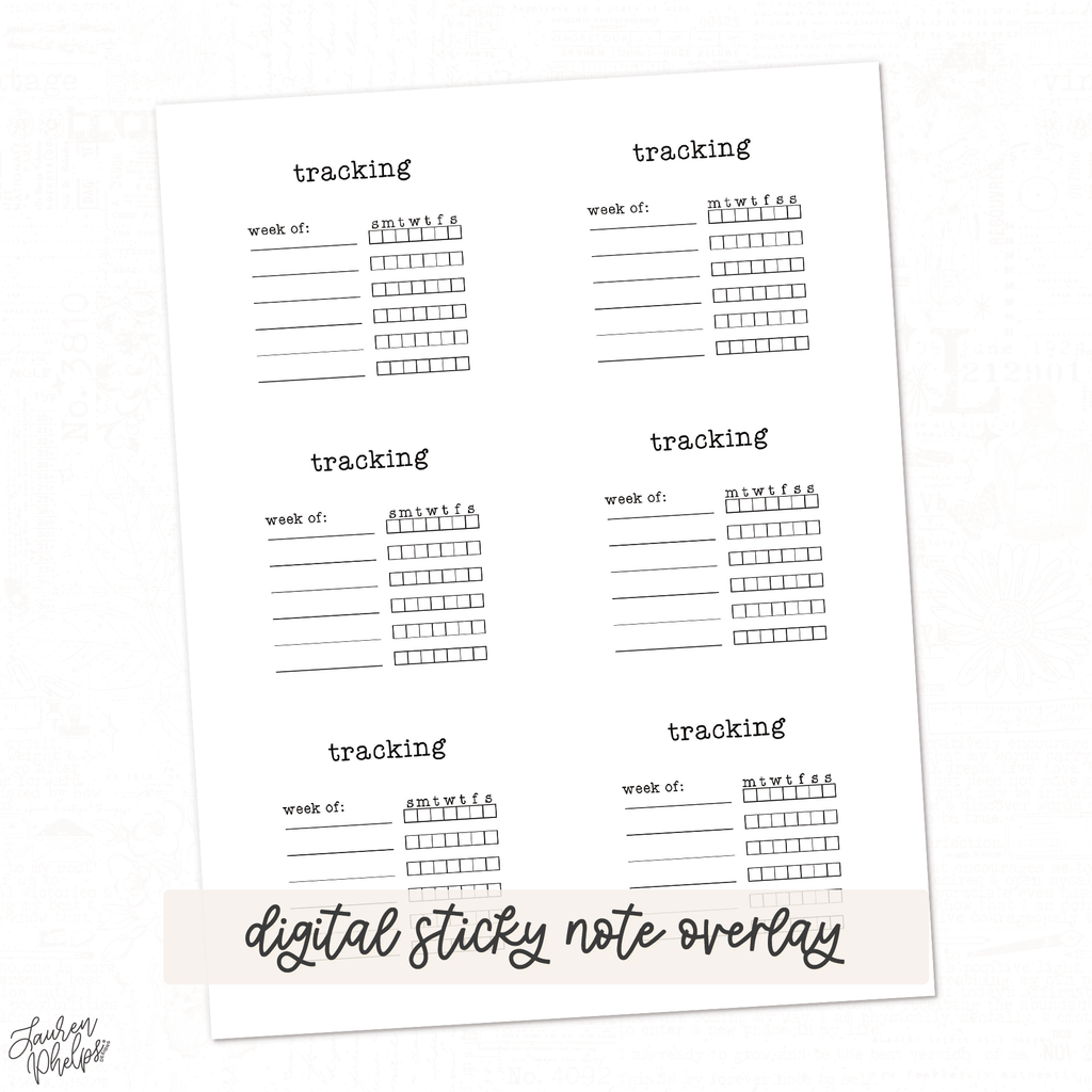 DIGITAL | Vol 18 Weekly Tracker Sticky Note Overlay
