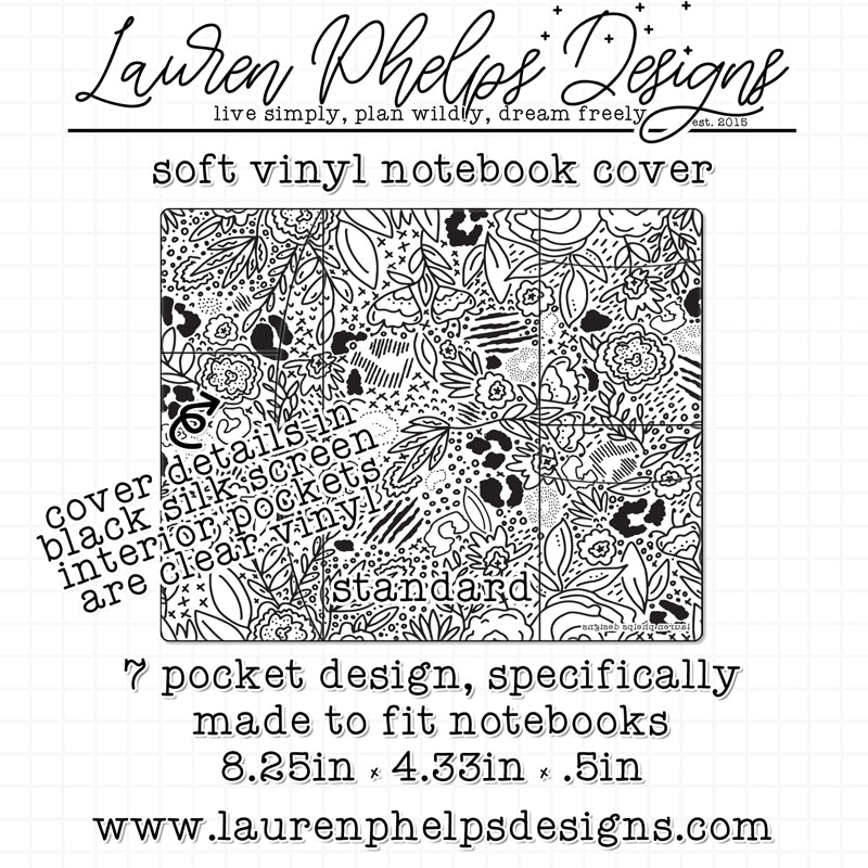Black Floral Leopard Soft Vinyl Notebook Cover FINAL SALE