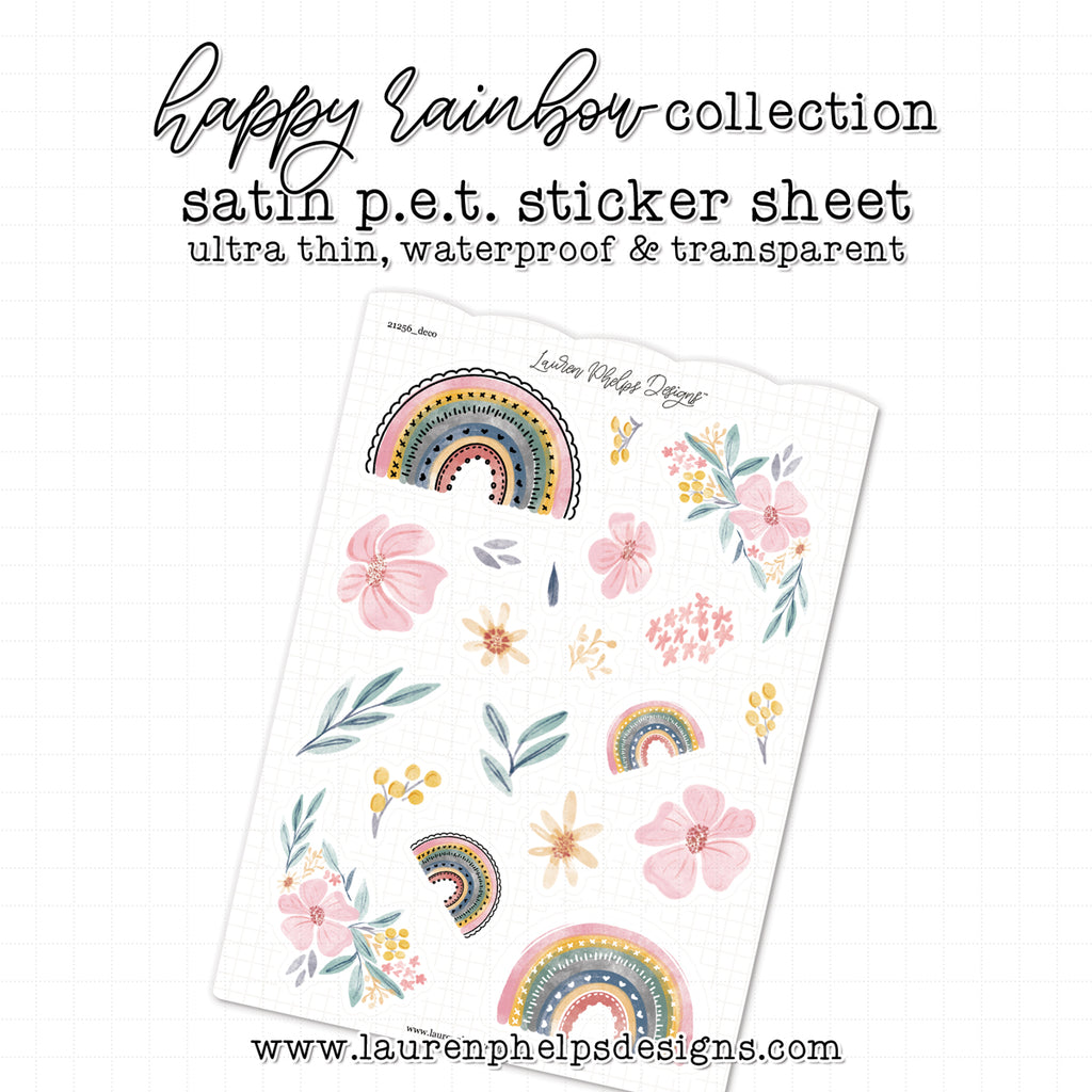 Happy Rainbow  Satin P.E.T. Sticker Sheet