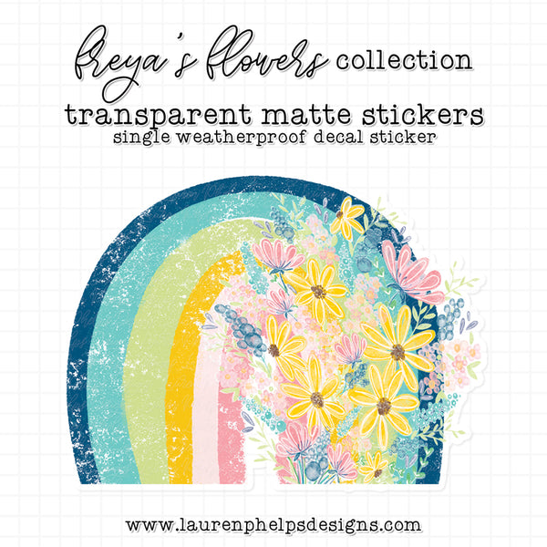 Freya's Flowers Collection: Rainbow Luxe Transparent Sticker Decal