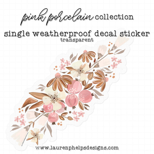 Pink Porcelain Floral Swag Luxe Sticker Decal