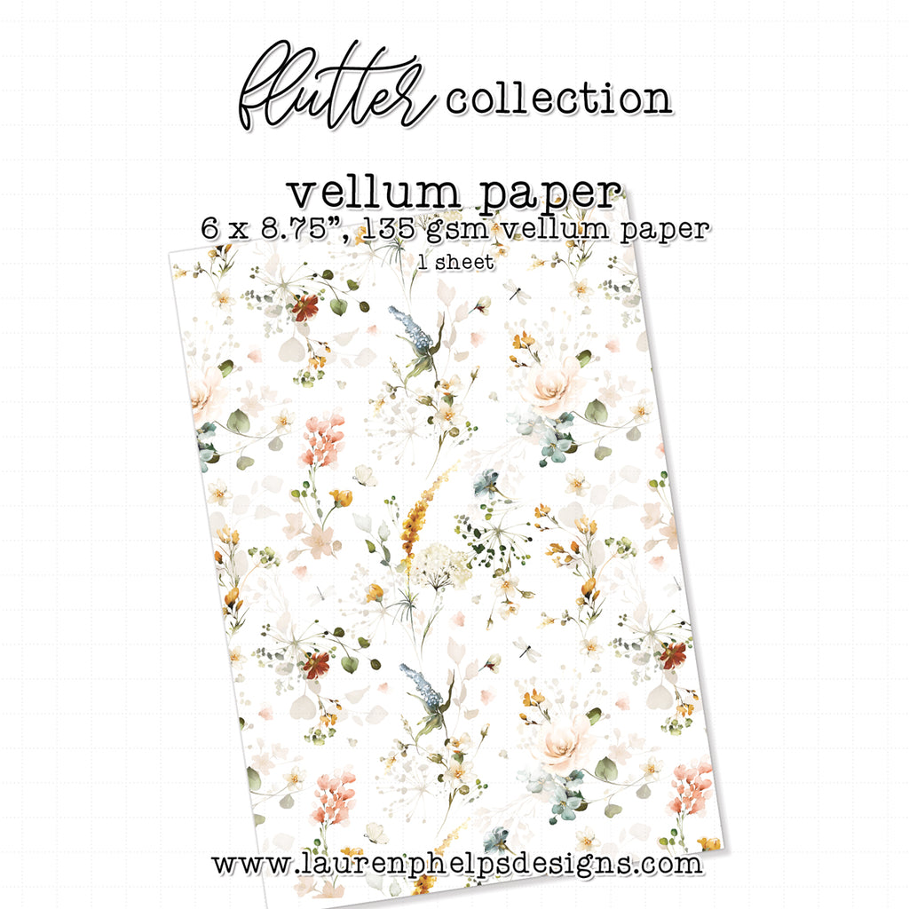 Flutter Medium Floral Luxe Vellum Sheet