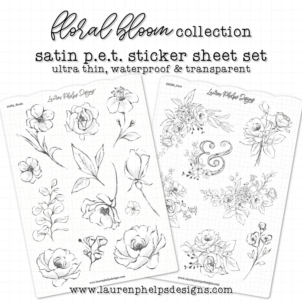Floral Bloom Satin P.E.T. Sticker Set