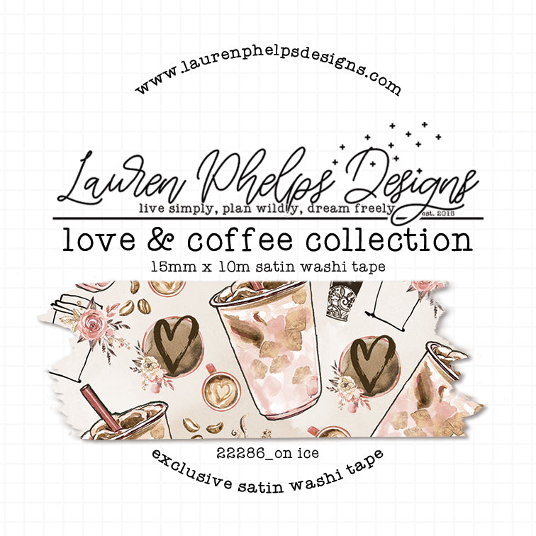 Love & Coffee Premium Satin On Ice Washi 15mm