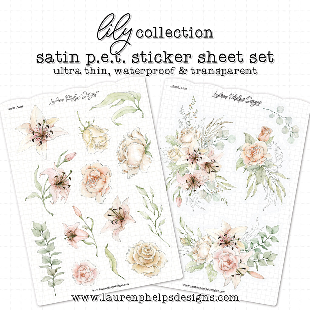 Lily Satin P.E.T. Sticker Sheet Set