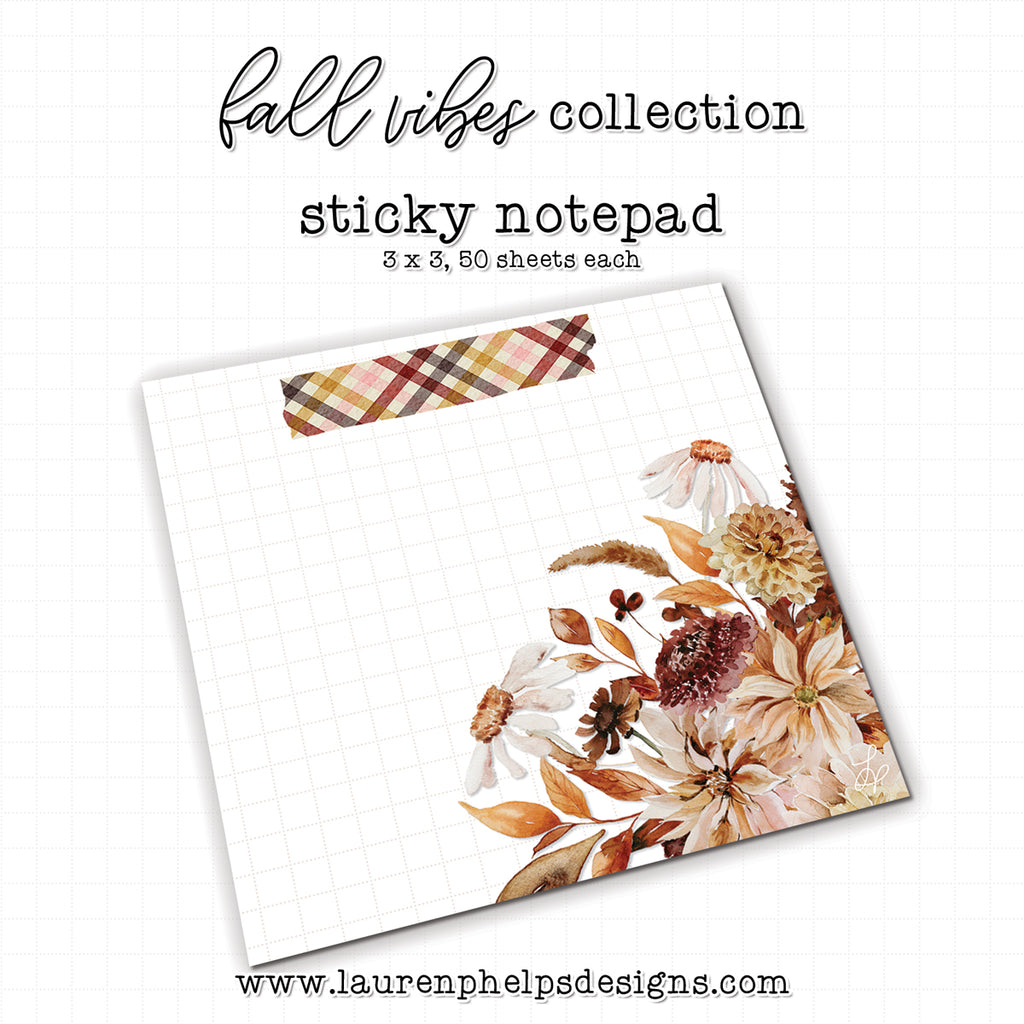 Fall Vibes Luxe Sticky Notepad