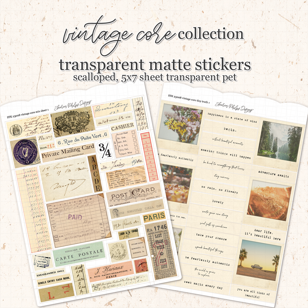 Vintage Core Satin Washi Journaling Sticker Sheet Set 1