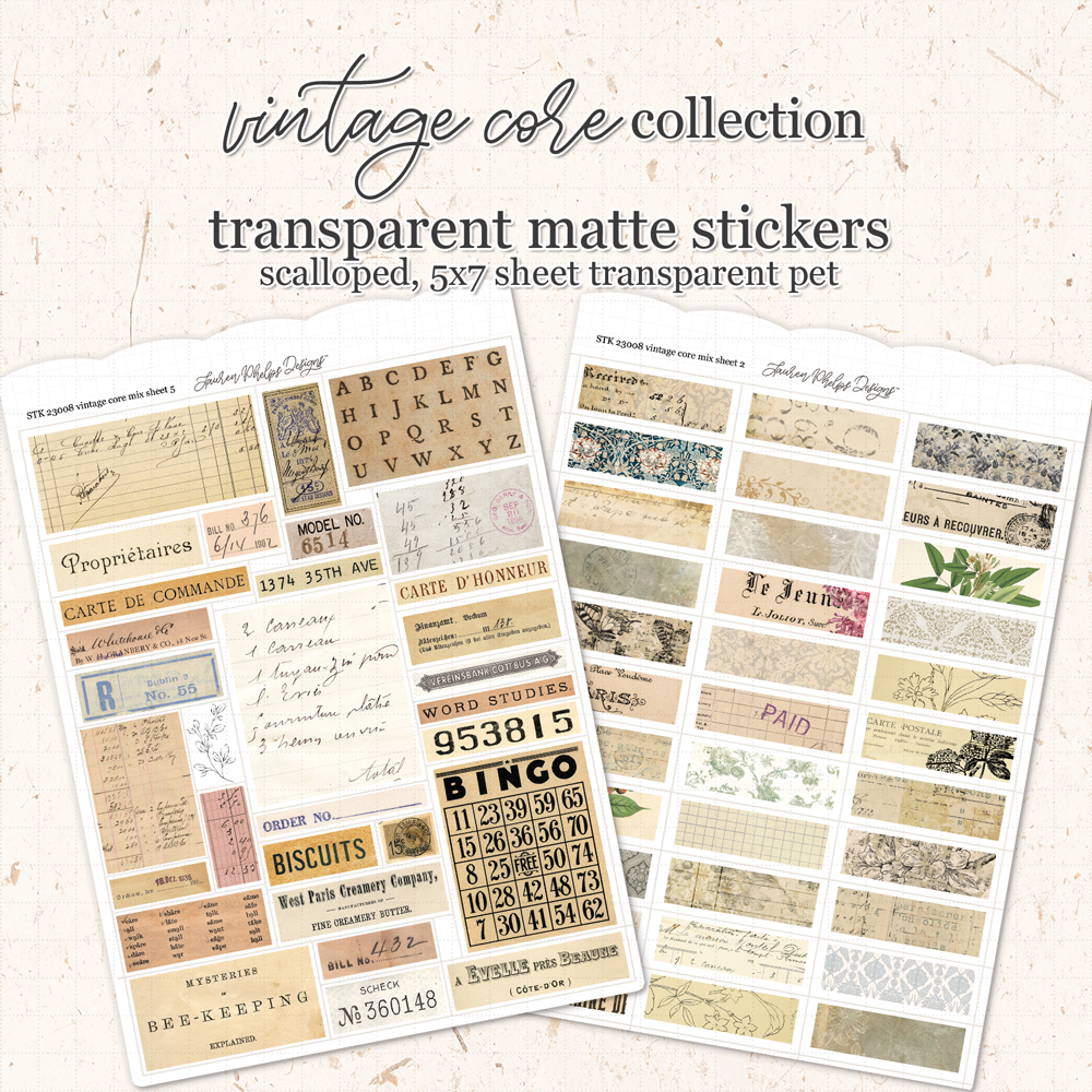 Vintage Core Satin Washi Journaling Sticker Sheet Set 2