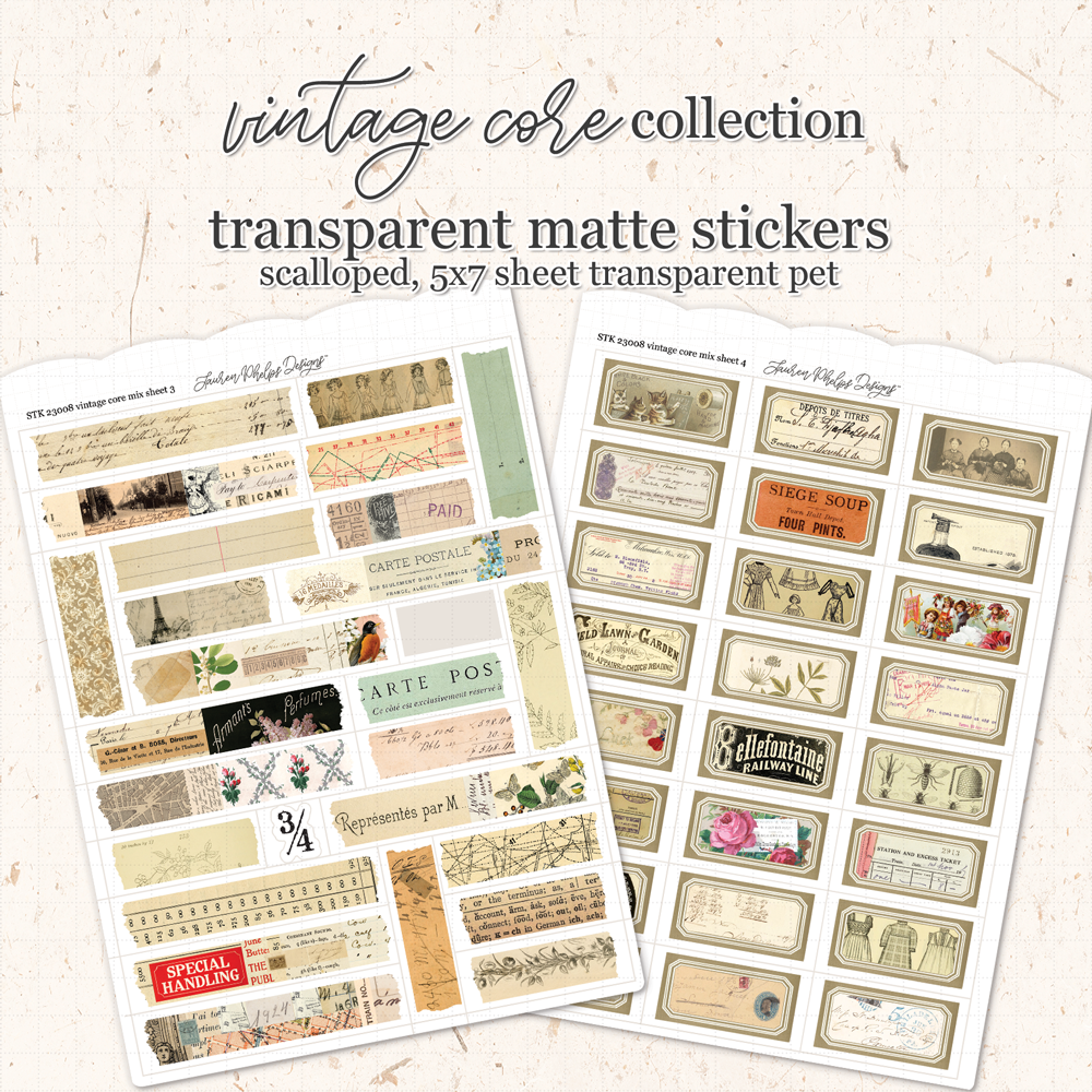 Vintage Core Satin Washi Journaling Sticker Sheet Set 3