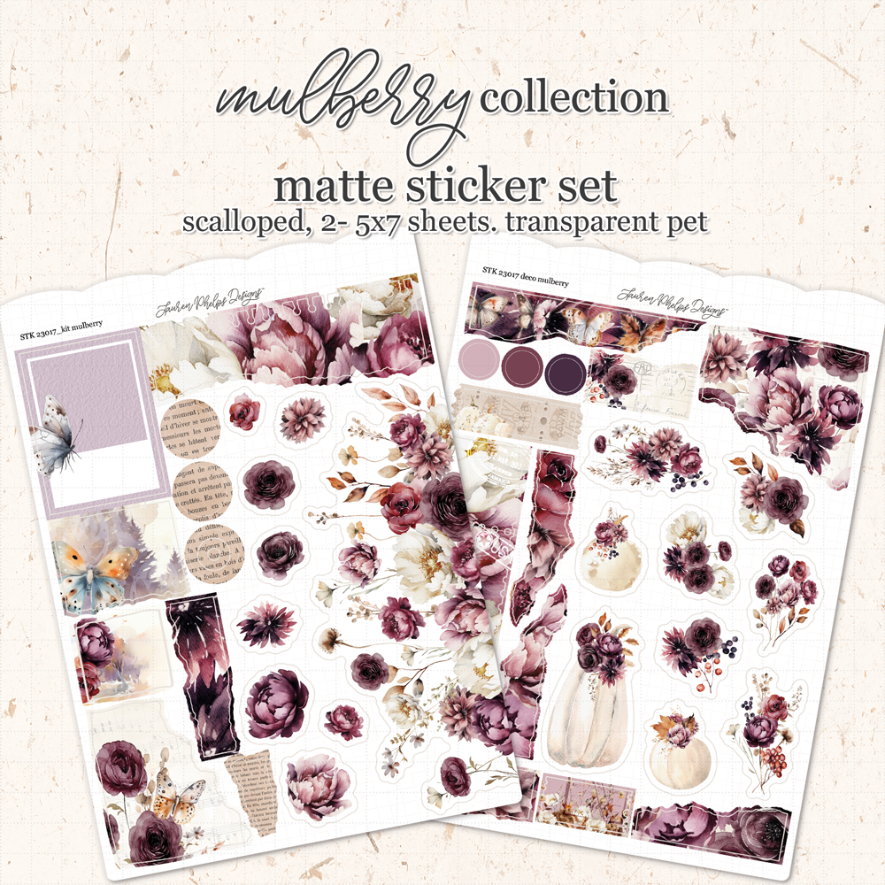 Mulberry Satin P.E.T. Journaling Sticker Sheet Set