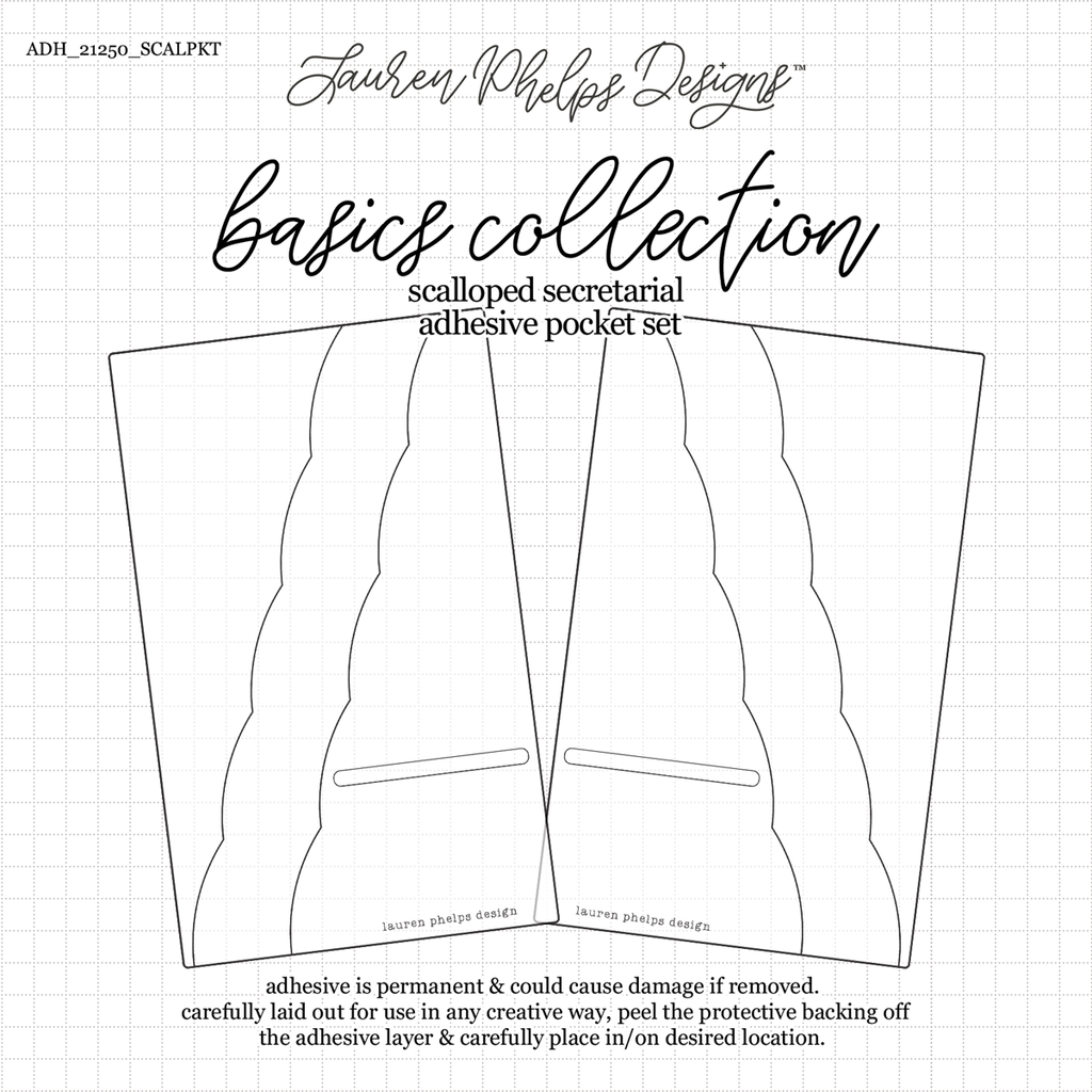 Basics Collection - Scalloped Secretarial Adhesive Pocket Set of 2