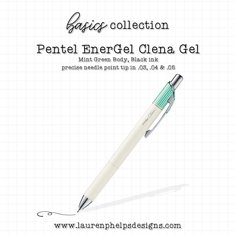 Pentel EnerGel Clena Gel Pen Mint Green Body, Black ink