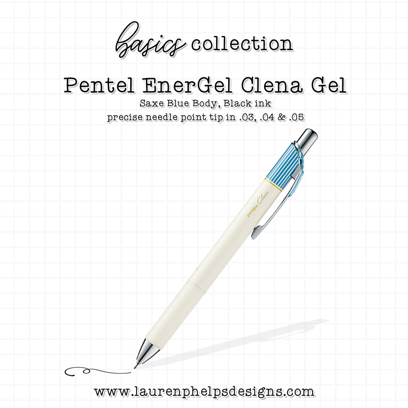 Pentel EnerGel Clena Gel Pen Saxe Blue Body, Black ink