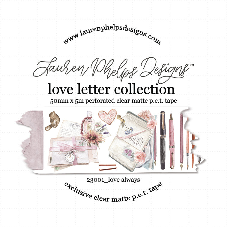 Love Letter 'Love Always' Perforated Satin P.E.T. Tape 50mm